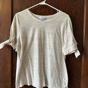 Liz Claiborne White Relaxed Tie Front T-Shirt